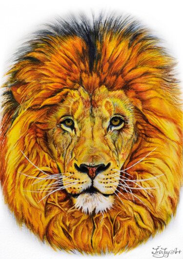 제목이 "Safari african lion…"인 미술작품 Irinjoyart로, 원작, 수채화