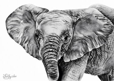 Malerei mit dem Titel "Safari African Elep…" von Irinjoyart, Original-Kunstwerk, Aquarell