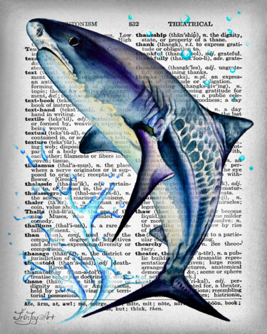 Картина под названием "Sea whale shark wal…" - Irinjoyart, Подлинное произведение искусства, Акварель