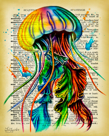 Malarstwo zatytułowany „Jellyfish watercolo…” autorstwa Irinjoyart, Oryginalna praca, Akwarela