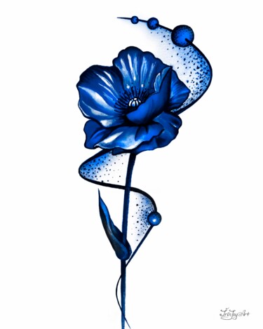 "Blue abstract poppy…" başlıklı Tablo Irinjoyart tarafından, Orijinal sanat, Suluboya