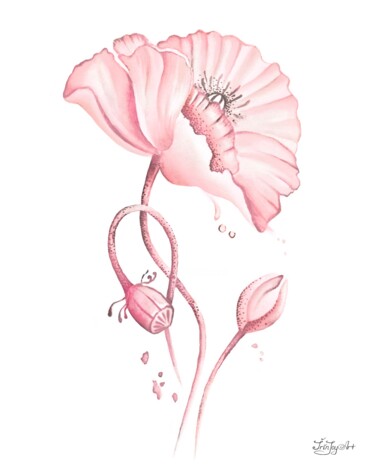 Painting titled "Light pink pastel p…" by Irinjoyart, Original Artwork, Watercolor