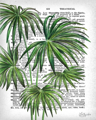Pittura intitolato "Dictionary art Palm…" da Irinjoyart, Opera d'arte originale, Acquarello