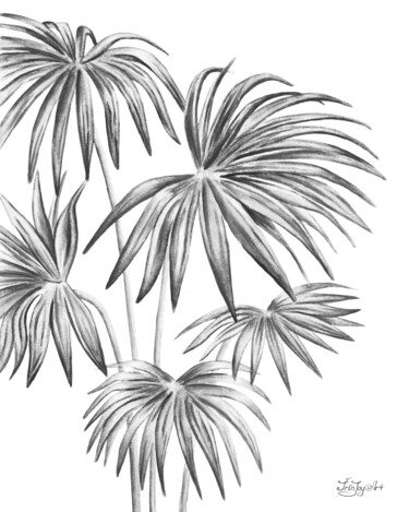 「Palm tree leaves wa…」というタイトルの絵画 Irinjoyartによって, オリジナルのアートワーク, 水彩画
