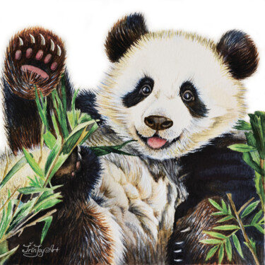 Painting titled "Panda nursery wall…" by Irinjoyart, Original Artwork, Watercolor