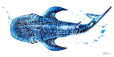 「Sea humpback animal…」というタイトルの絵画 Irinjoyartによって, オリジナルのアートワーク, 水彩画