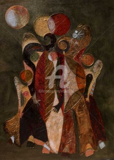 Peinture intitulée "la force de l unite" par Iris, Œuvre d'art originale, Huile