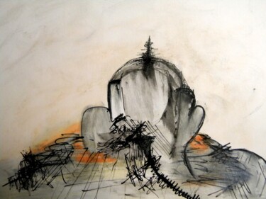 Σχέδιο με τίτλο "Rock" από Irvin Grassi, Αυθεντικά έργα τέχνης, Γέλη στυλό
