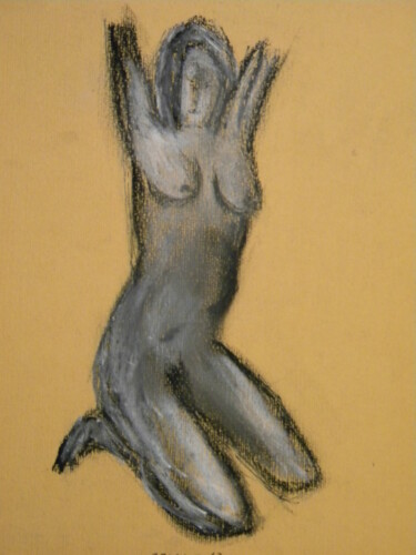Рисунок под названием "Hostage" - Irvin Grassi, Подлинное произведение искусства, Древесный уголь Установлен на Деревянная п…