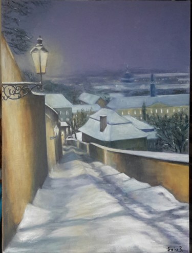 Peinture intitulée "Soir d’hiver" par Irwine B., Œuvre d'art originale, Acrylique