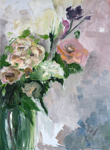 Painting titled "Romantic bouquet" by Iryna Bobrova, Original Artwork, Oil