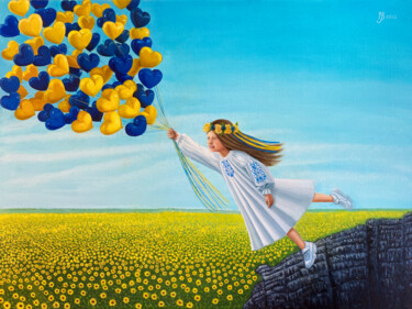 Картина под названием "Ukrainian Hearts" - Iryna Bohdanova, Подлинное произведение искусства, Масло