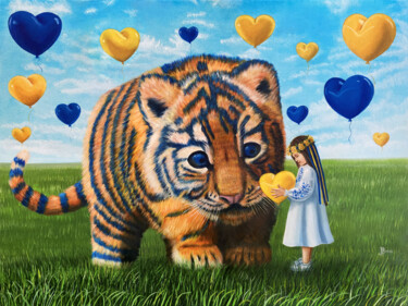Painting titled "Take my heart" by Iryna Bohdanova, Original Artwork, Oil