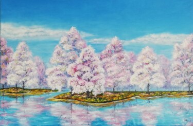 Painting titled "Spring Time" by Iryna Fedarava, Original Artwork, Oil Mounted on Wood Stretcher frame