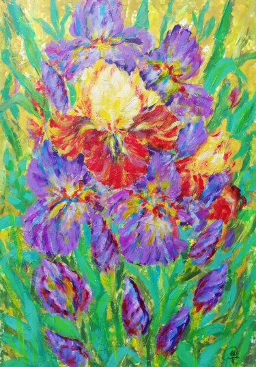 Pittura intitolato "The time of Irises" da Iryna Fedarava, Opera d'arte originale, Acrilico