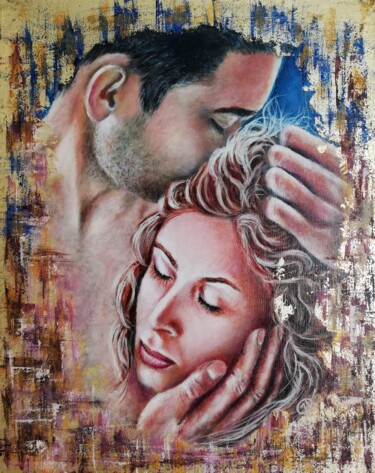 Painting titled "A Touch of Love" by Iryna Fedarava, Original Artwork, Oil Mounted on Wood Stretcher frame