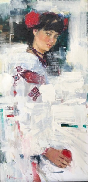 Pintura titulada "IN A WHITE HAZE - l…" por Iryna Kalyuzhna, Obra de arte original, Oleo Montado en Bastidor de camilla de m…