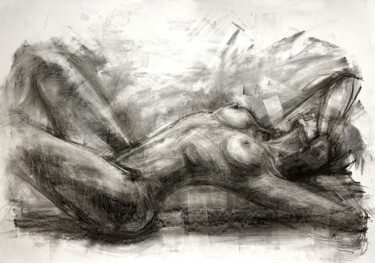 Desenho intitulada "Nude girl" por Iryna Kopyrina, Obras de arte originais, Carvão