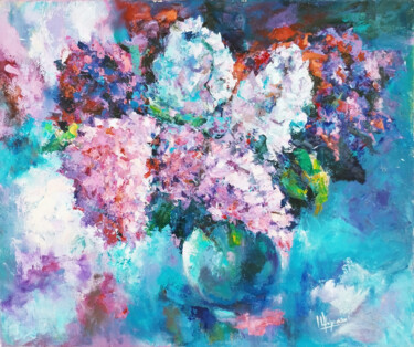Картина под названием "Éclat de Fleurs" - Iryna Malynovska, Подлинное произведение искусства, Масло Установлен на Деревянная…