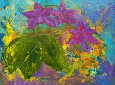 「Orchid painting. Pu…」というタイトルの絵画 Iryna Sapsaiによって, オリジナルのアートワーク, オイル
