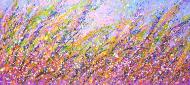 Картина под названием "Pink evening. Summe…" - Iryna Kastsova, Подлинное произведение искусства, Акрил Установлен на Деревян…