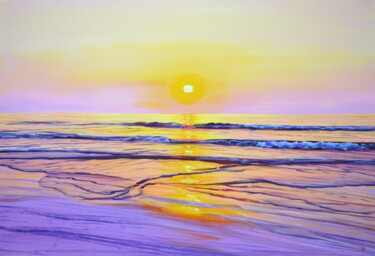 Картина под названием "Sunset Magic 2." - Iryna Kastsova, Подлинное произведение искусства, Акрил Установлен на Деревянная р…