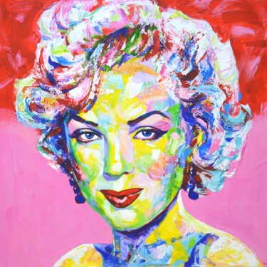 Painting titled "Marilyn Monroe 3" by Iryna Kastsova, Original Artwork, Acrylic Mounted on Wood Stretcher frame