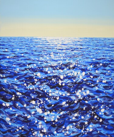 Картина под названием "Blue water. Light." - Iryna Kastsova, Подлинное произведение искусства, Акрил Установлен на Деревянна…