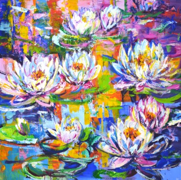 "Water lilies" başlıklı Tablo Iryna Kastsova tarafından, Orijinal sanat, Akrilik Ahşap Sedye çerçevesi üzerine monte edilmiş