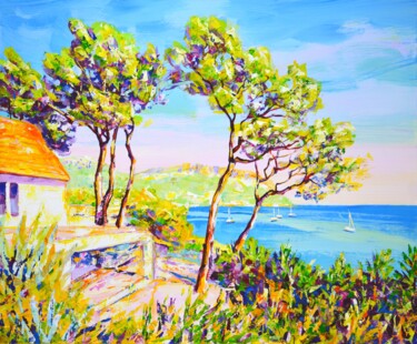 Peinture intitulée "Azure coast" par Iryna Kastsova, Œuvre d'art originale, Acrylique Monté sur Châssis en bois