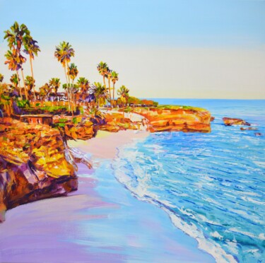 Pintura intitulada "San Diego Beach (Ca…" por Iryna Kastsova, Obras de arte originais, Acrílico Montado em Armação em madeira