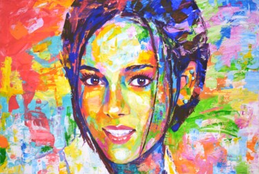 Картина под названием "Alizée Jacotey" - Iryna Kastsova, Подлинное произведение искусства, Акрил Установлен на Деревянная ра…