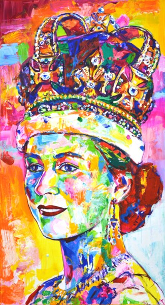 Pittura intitolato "Queen Elizabeth II.…" da Iryna Kastsova, Opera d'arte originale, Acrilico Montato su Telaio per barella…