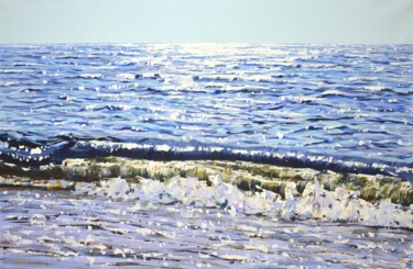 「Sea wave.」というタイトルの絵画 Iryna Kastsovaによって, オリジナルのアートワーク, アクリル ウッドストレッチャーフレームにマウント