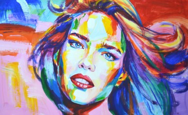 Pintura titulada "Natalia Vodianova" por Iryna Kastsova, Obra de arte original, Acrílico Montado en Bastidor de camilla de m…