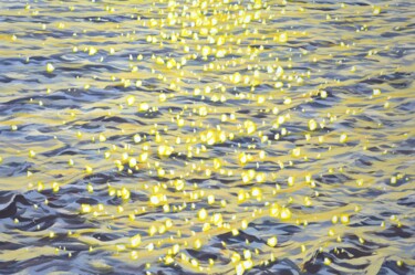 Malarstwo zatytułowany „Glare on the water…” autorstwa Iryna Kastsova, Oryginalna praca, Akryl Zamontowany na Drewniana rama…