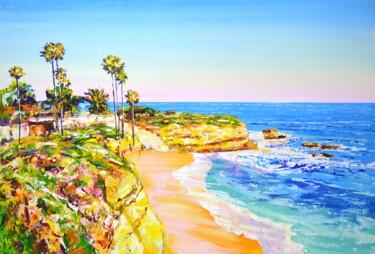 Painting titled "California. Ocean.…" by Iryna Kastsova, Original Artwork, Acrylic Mounted on Wood Stretcher frame