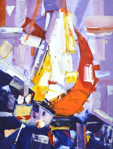 Ζωγραφική με τίτλο "Abstract sailboat 3" από Iryna Kastsova, Αυθεντικά έργα τέχνης, Ακρυλικό Τοποθετήθηκε στο Ξύλινο φορείο…