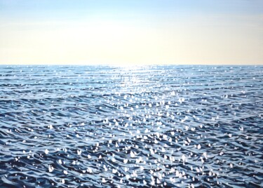 Malarstwo zatytułowany „Ocean. Glare on the…” autorstwa Iryna Kastsova, Oryginalna praca, Akryl Zamontowany na Drewniana ram…