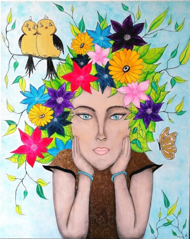 Peinture intitulée "Flore" par Isabelle Colson, Œuvre d'art originale, Acrylique