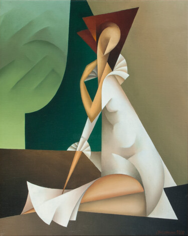 Pittura intitolato "The woman in white" da Isaac Feldman, Opera d'arte originale, Olio Montato su Telaio per barella in legno