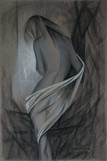 Рисунок под названием "Akt 004" - Isaac Feldman, Подлинное произведение искусства, Древесный уголь
