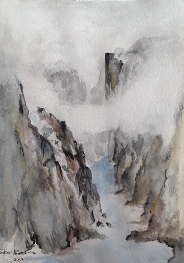 Pintura intitulada "Nevoeiro" por Isabel Alfarrobinha, Obras de arte originais, Aquarela