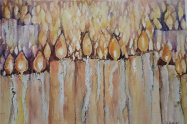 Peinture intitulée "Candels in the wind" par Isabel Alfarrobinha, Œuvre d'art originale, Aquarelle