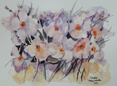 Pintura intitulada "Flores campestres" por Isabel Alfarrobinha, Obras de arte originais, Aquarela