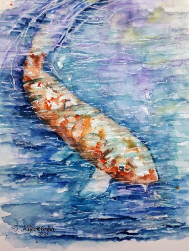 Painting titled "Carpa" by Isabel Alfarrobinha, Original Artwork, Watercolor