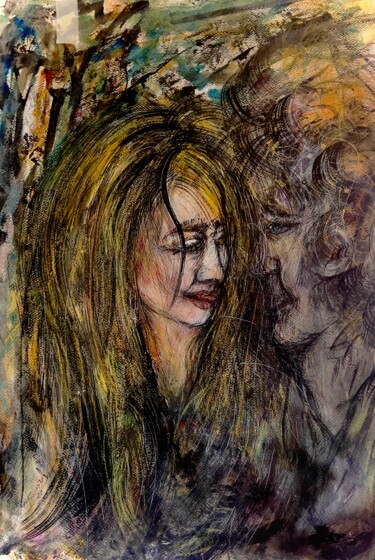 Peinture intitulée "The Kiss ( Amelie c…" par Isabel Ferrer, Œuvre d'art originale, Aquarelle