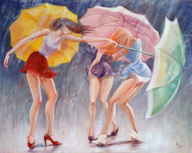 Peinture intitulée "☔️Jour de pluie ☔️Rai…" par Isabel Mahe, Œuvre d'art originale, Huile Monté sur Autre panneau rigide