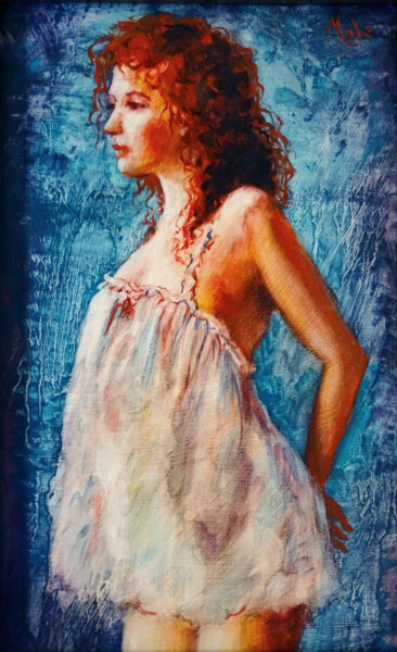 Painting titled "💙 Babydoll" by Isabel Mahe, Original Artwork, Oil