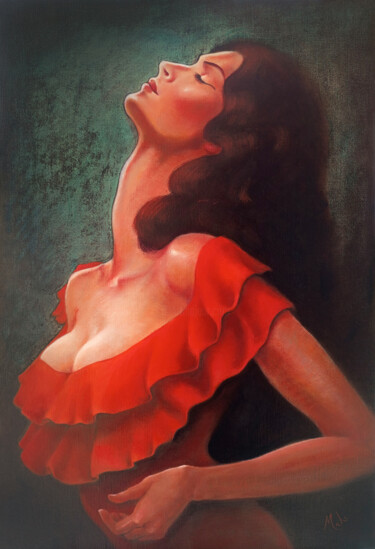 Painting titled "💓 Tango" by Isabel Mahe, Original Artwork, Oil Mounted on Wood Stretcher frame